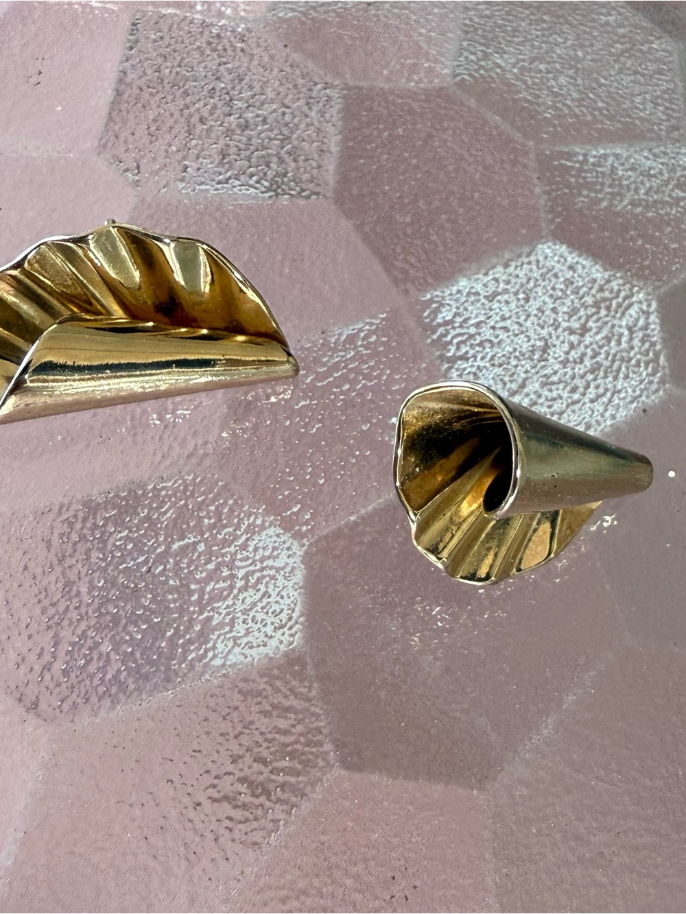 Gold-Tone Sculptural Fan Stud Earrings